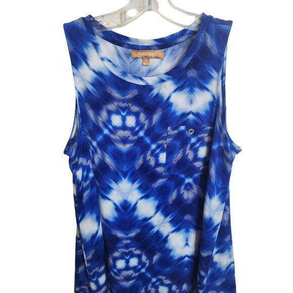 Ellen Tracy Blue Sleeveless Blouse with Front Pocket, Small - Picture 2 of 6